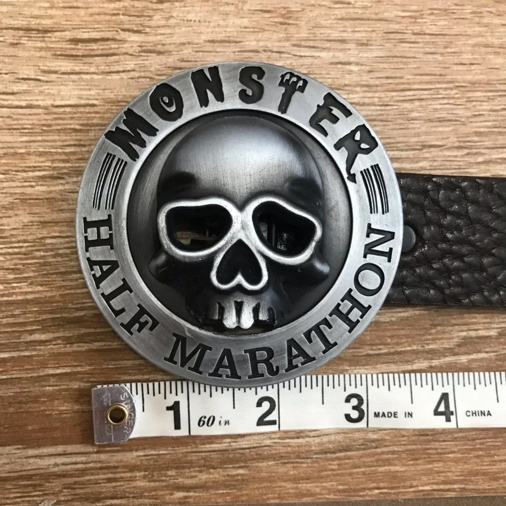 Monster Half Marathon Buckle Justin Leather Belt
